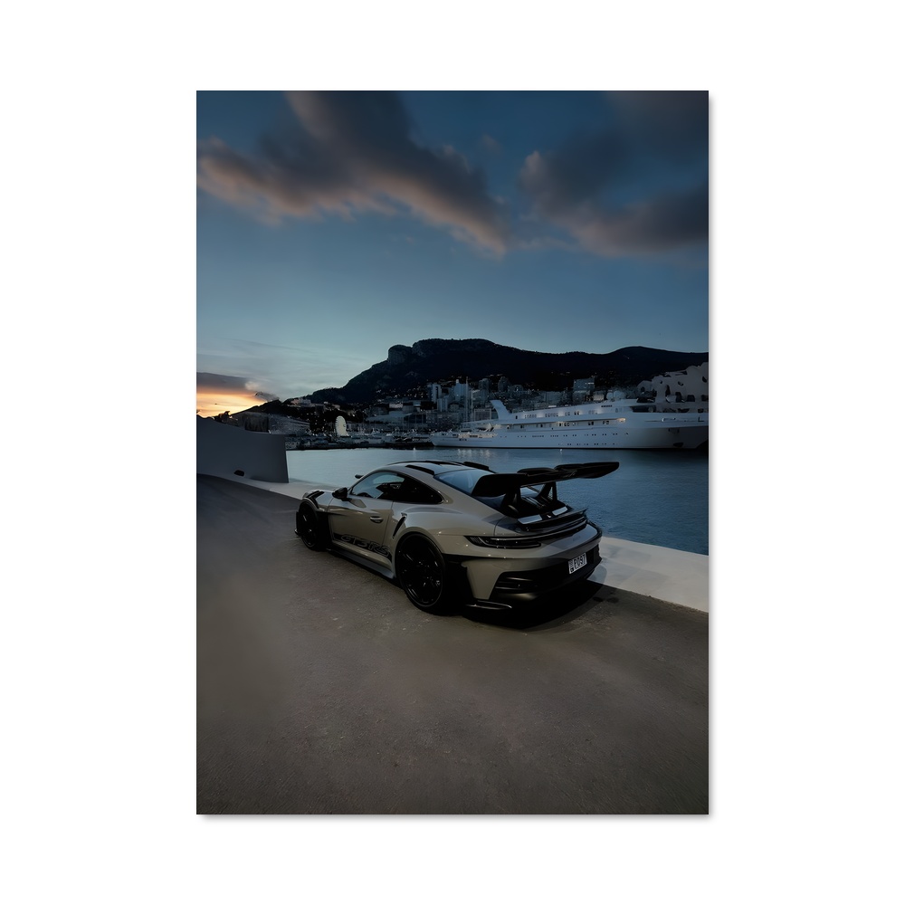 Poster Vitesse Blanc – affiche Porsche
